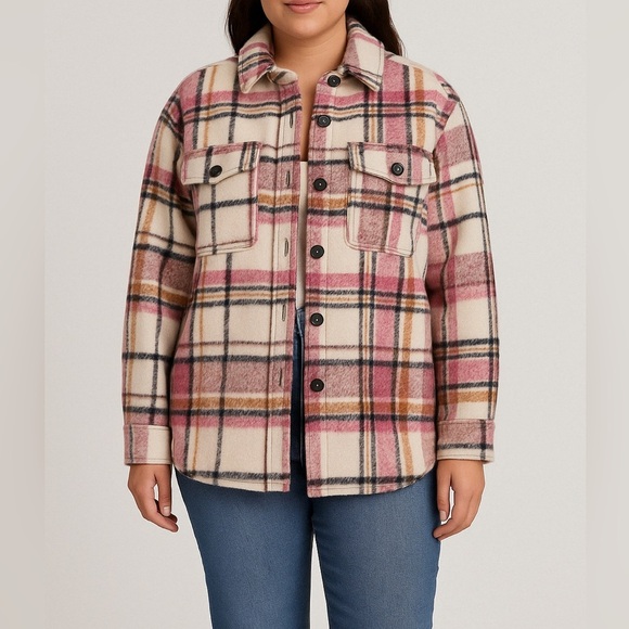 AVEC LES FILLES Plaid Button Down Jacket - Picture 1 of 8